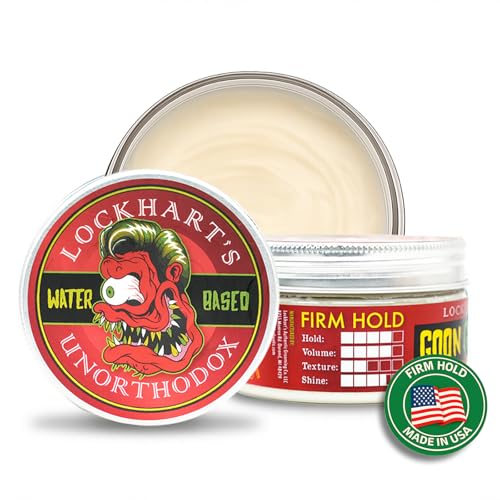 Lockharts Unorthodox Water-Based Goon Grease - Handcrafted Water-Based Pomade for Men - Strong Hold Medium Shine - Easy Wash Out - Spicy Goon Scent (3.4oz)