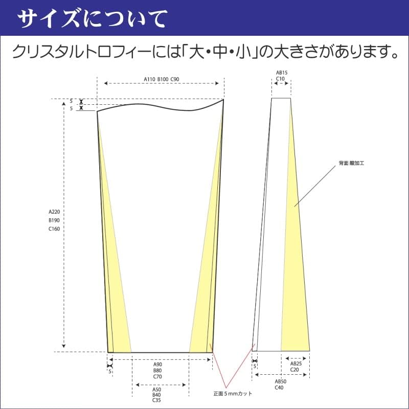 【名入れ】クリスタル トロフィー CR-17 記念品 ゴルフコンペ 社内表彰 感謝状 取引先表彰 (中)