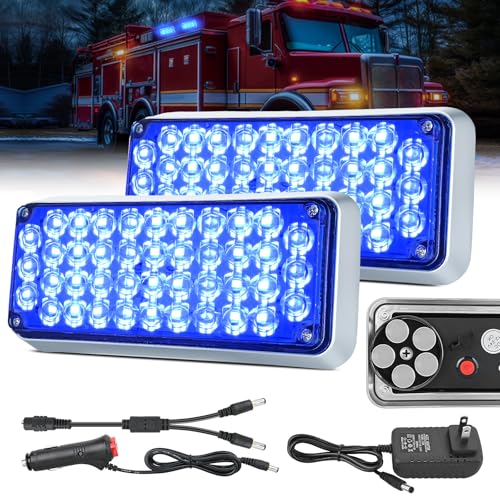 Image of Nilight 2PCS Blue Strobe Magnetic Lights Surface Mount Waterproof | Portable Warning Hazard Light 42LED 5 Patterns for 12V 24V Off Road Eergency Vehicles