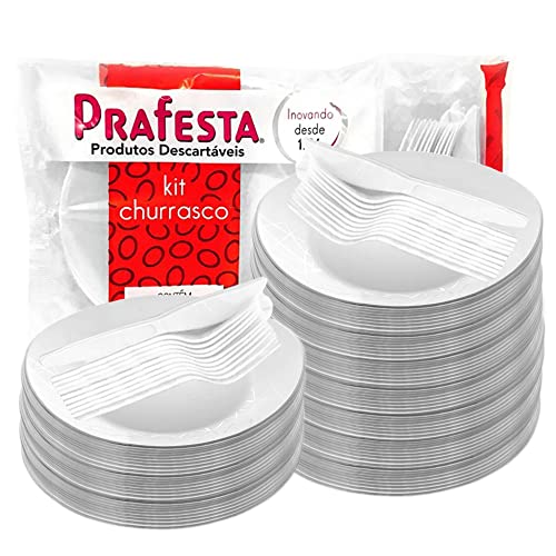 Kit Churrasco Talheres Fortes Pratos Acrílico 100 Pessoas