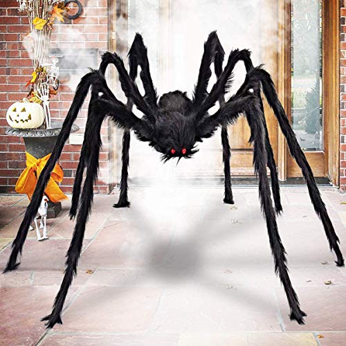 Outdoor Halloween Decorations Scary Giant Spider Fake Large Spider Hairy Spider Props for Halloween Yard Decorations Party Decor, Black, 79 Inch
