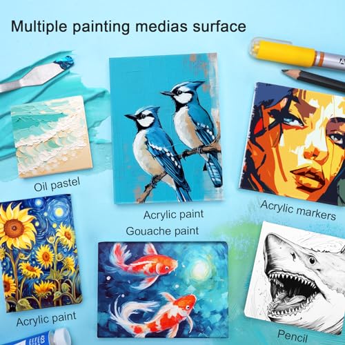 AUREUO Mini Stretched Canvas - 3x4 Inch/24 Pack - 2/5 Inch Profile Small Square Canvas - Gift Set Bulk Pack Canvases for Acrylic Painting & Craft - Image 5