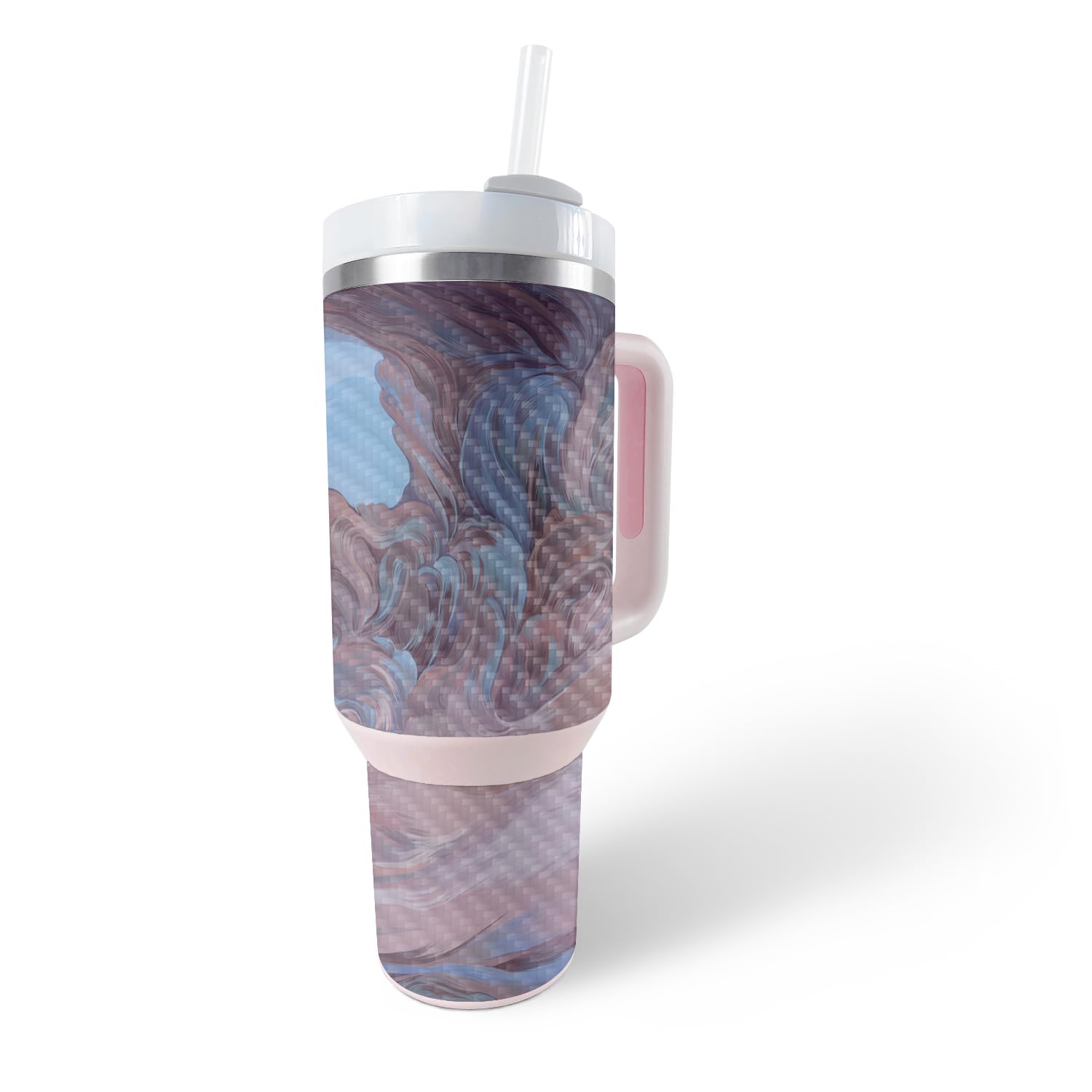 MightySkins Carbon Fiber Skin Compatible with Stanley The Quencher H2.0 FlowState 40 Oz Tumbler - Monsoon | Protective, Durable Textured Carbon Fiber Finish | Easy to Apply, Remove, and Change Styles