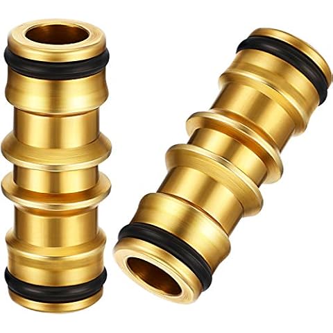 ZHANMAI 2 Pack Brass Garden Hose Connectors for Garden Hose Tap (Brass Double Male Connector) Cover
