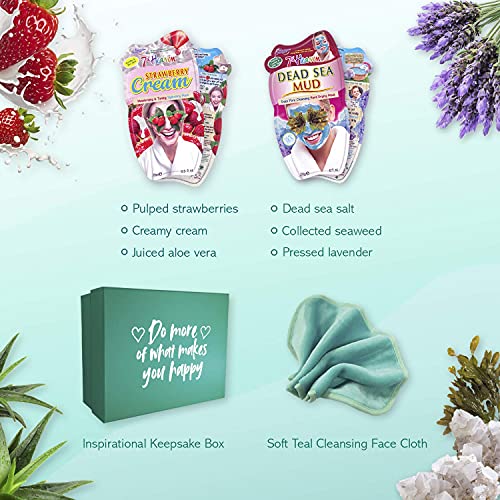 7th Heaven Face Mask Beauty Box Skincare Set - 8 x Face Masks & Soft Cleansing Face Cloth - 6 Variety Peel Off Face Masks, Dead Sea Mud Mask & Strawberry Cream Hydrating Mask - Gift Set with Box - Image 5