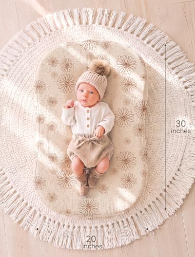 Image of Termichy Muslin Baby Lounger Covers: 30x20 Fitted for Snuggle Me Lounger | Soft Boho Floral Baby Nest Slipcover - Breathable Newborn Nursery Decor - Removable & Machine Washable for Spit-up & Drool