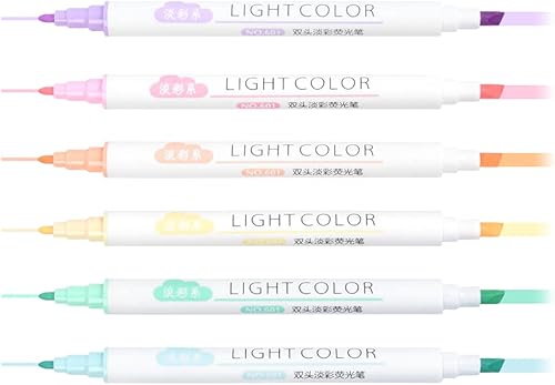 Juego de rotuladores de doble punta de 6 colores macarrones resaltadores de acuarela con cincel y puntas finas marcador de arte profesional para