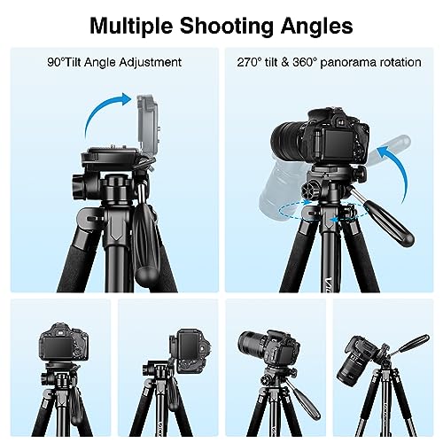 Image of Tripod for Camera and Phone, 72 inch Tall Camera Tripod Monopod with Remote | Professional Heavy Duty Compact Camera Stand for iPhone, DSLR, Spotting Scope, Telescope, Binocular