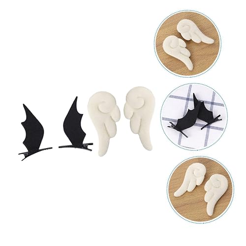 Miniatura 8 de NOLITOY 8 pares de horquilla de ángel diablo horquilla para el cabello, pasador de pelo de diablo, pinzas para el cabello negro, disfraz de alas de