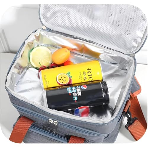 Bolsa Térmica Lancheira Marmita Grande 2 Compartimentos, Espaçosa, Alça Ajustável, Unissex, Lanches,