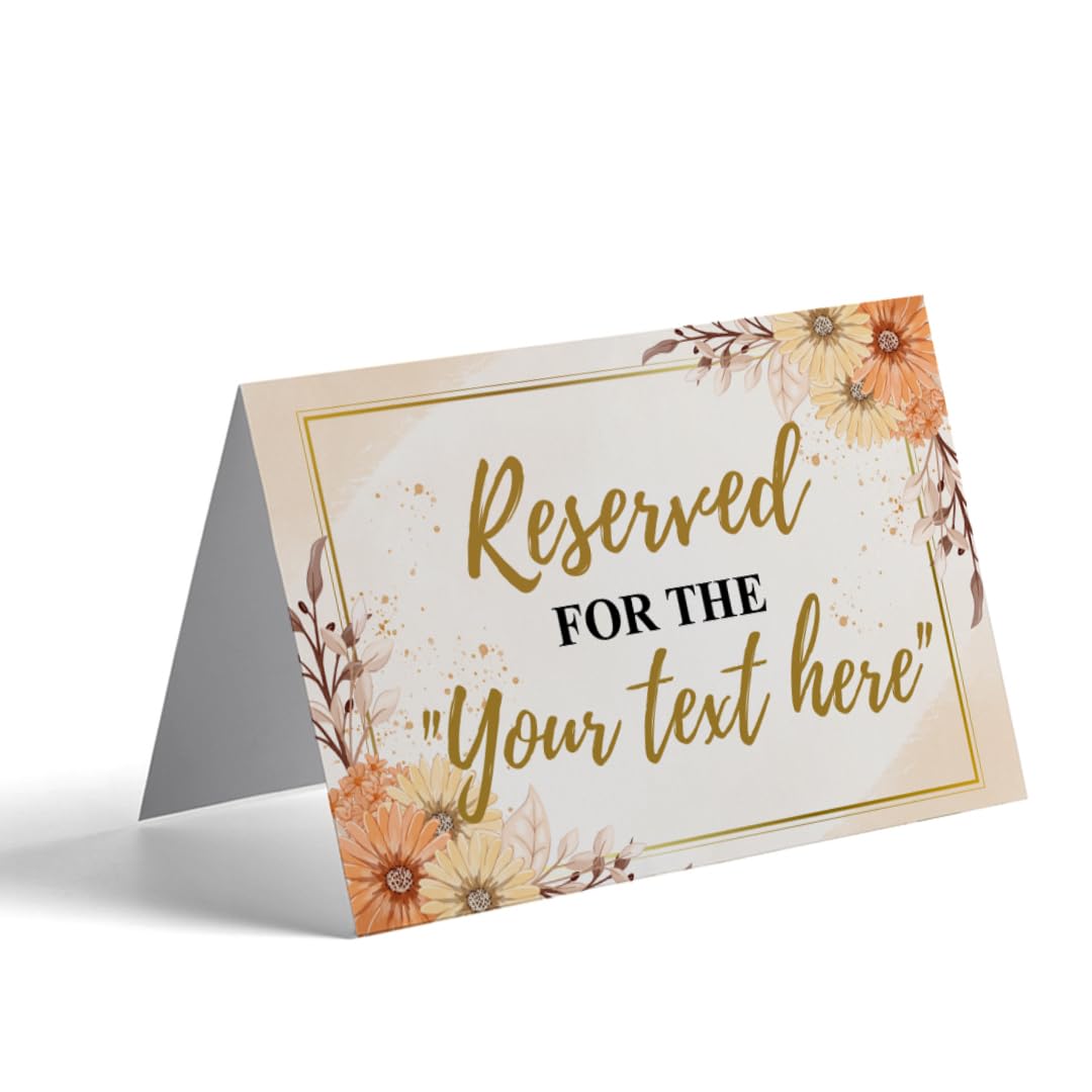 Pack Of 10 Custom Reserved Table Signs for Wedding Party Restaurant - Double Sided Sign - Customize Reserved Signs for Tables - White Paper Tent Card 8x11