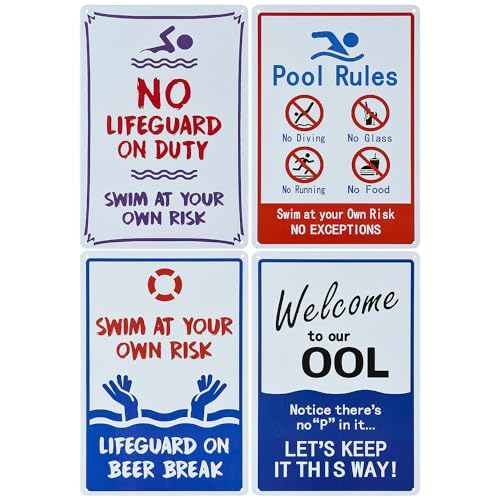 4 Carteles de Metal Vintage para Reglas de Piscina miniatura 1