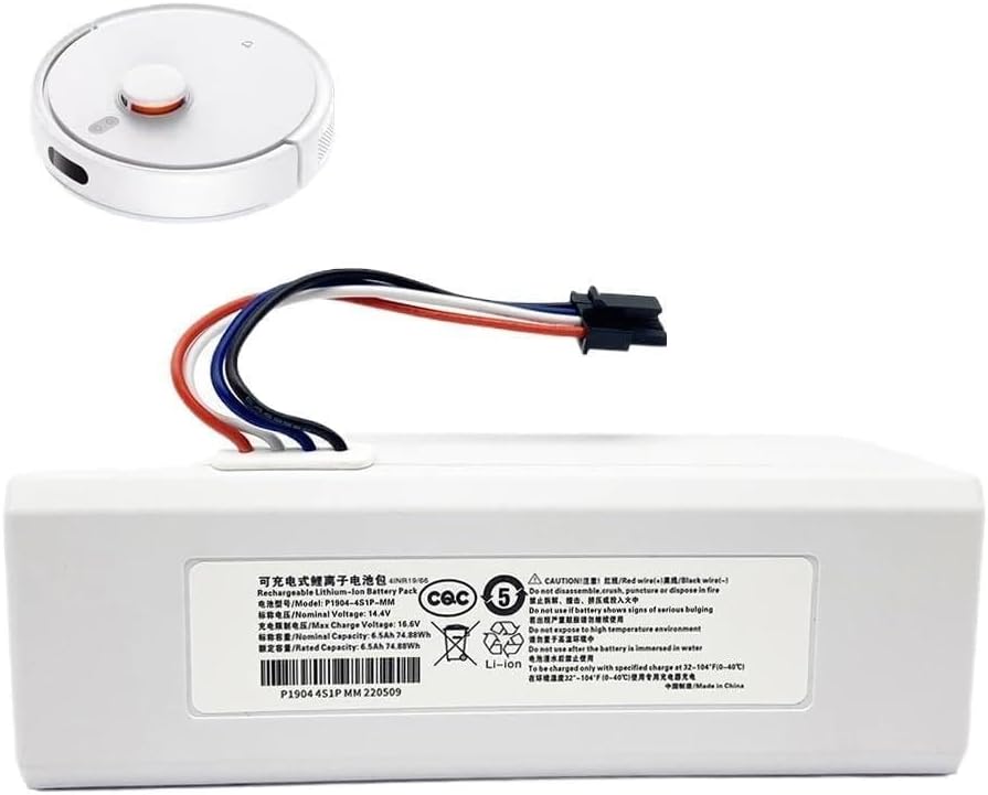 14.4V 12800mah P1904-4S1P-MM Vacuum Cleaner Battery,Compatible for Xiaomi Mijia 1C STYTJ01ZHM Robot Vacuum Mop Cleaner Accessories Battery(5200)