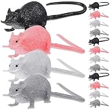 Toyvian Fake Rat 2.75 Inch Miniature Mouse Figurines Set of 16 Realistic Small Rats for Halloween Decorations Home Garden Props Photography