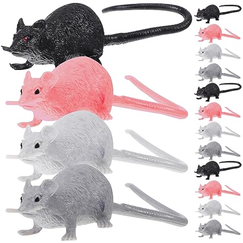Toyvian 16 Pcs Fake Rats Realistic Mouse Models Halloween Trick Prank Toys Spooky Miniature Plastic Rats Figurines Tricky Props