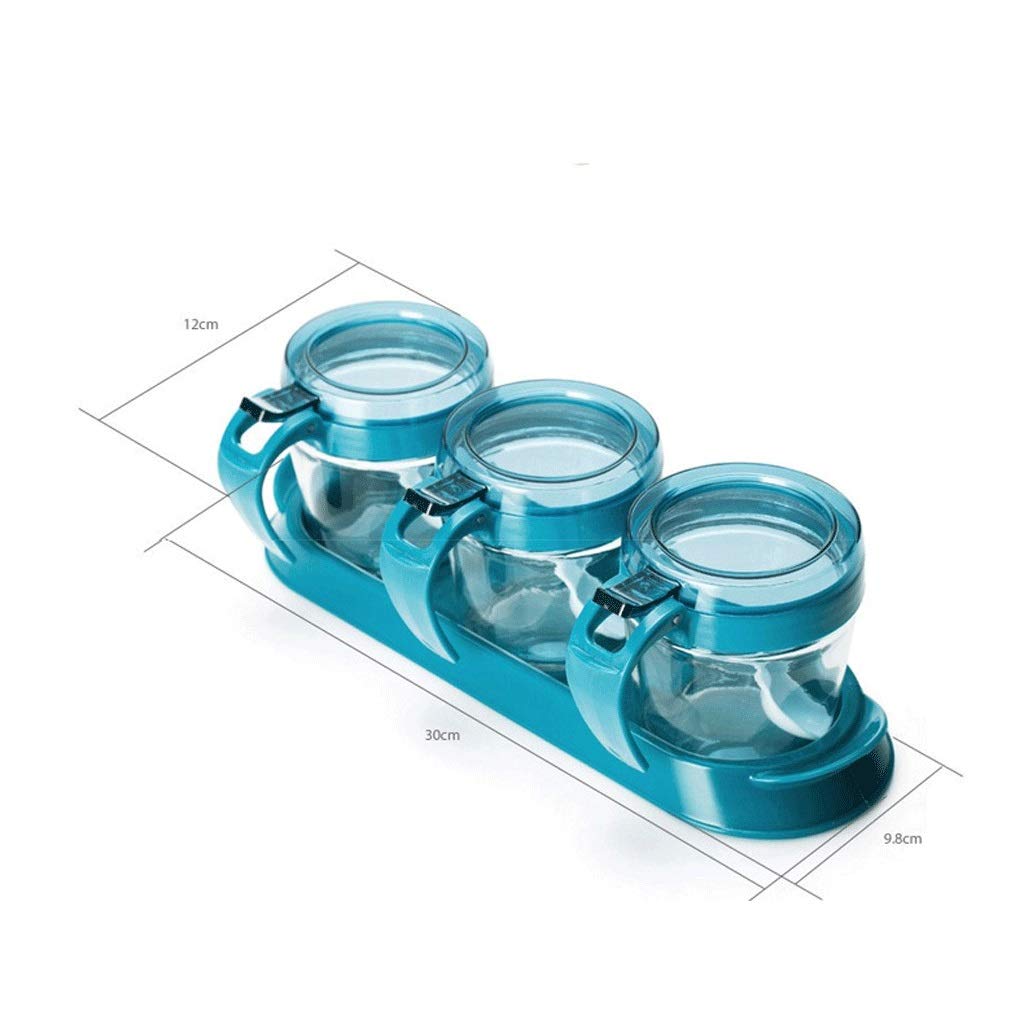 HLTYGWX GaRcan Caja Transparente para condimentos, 3 Piezas, Recipiente Transparente para Almacenamiento de condimentos para Especias, Sal, azúcar, vinagrera, tarros de condimentos con cucharas