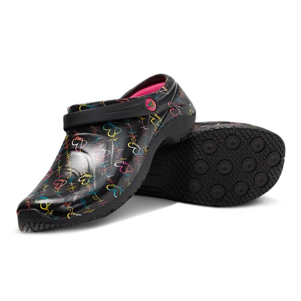 Anywear Zone Clogs - Water Resistant EVA Non Slip Work Shoes Women - Slip Resistant Work Shoes for Women - Nursing Clogs with Arch Support & Swivel Strap - Sweet Beats - 9 Women/7 Men