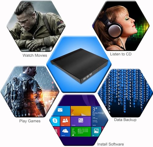 Unidad Externa Lectora y Grabadora de CD/DVD USB 3.0 Negra miniatura 7