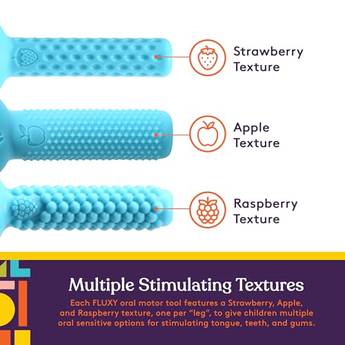 FLUXY Oral Motor Tool Therapy Sensory Motor Aid with 3 Unique Textures Blue - Image 3