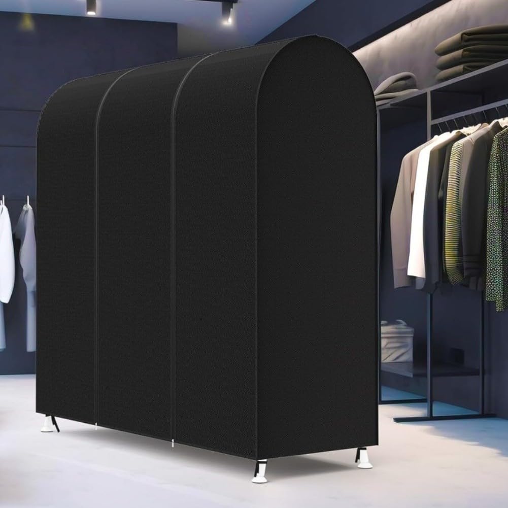 Kleiderständer Abdeckung Staubdicht, 210D Oxford Gewebe Wasserdicht Schutzhülle mit für reißverschluss, Atmungsaktiv Groß Garderobe Hülle für Kleidung Aufbewahrung Schwarz(72*20*60 Inches)