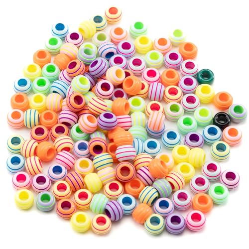 Image of Gxueshan 1000 Pcs Acrylic Rainbow Round Pony Beads - Large Hole Hair & Kandi Beads for Friendship Bracelet Making Kit & Jewelry Making
