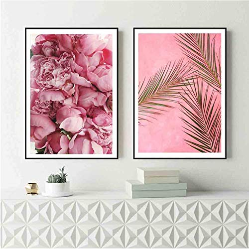 Peinture toile fleur pivoine 50x70 pour habiller un grand mur de salon vide