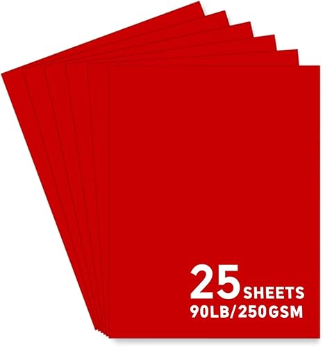 25 hojas de papel de cartulina roja, cartulina de 8.5 x 11 pulgadas para Cricut, papel de construcción grueso para hacer tarjetas, álbumes de