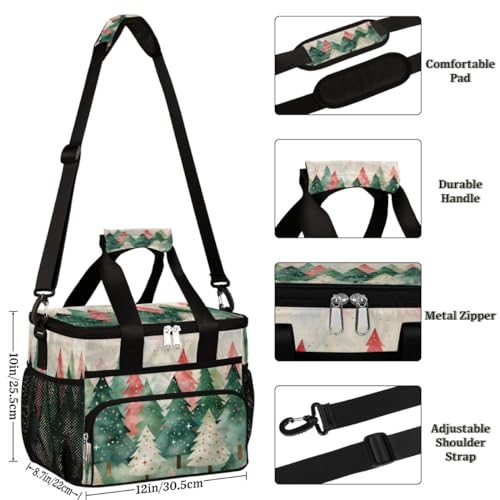 Insulated Picnic Backpack Lunch Box for Women Men Picnic Basket Tote Lunch Bag Picnic Bag Portable Lunch Bags for Picnic, Beach, Work, Trip,Office, Camp Winter Christmas Tree