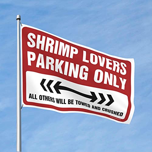 Drapeau Shrimp Lovers Parking Only pour déco chambre étudiante, grand format 120x180 cm