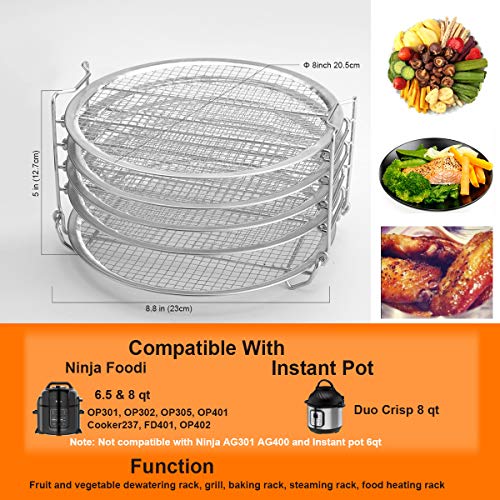 Kispog Dehydrator Rack For Ninja Foodi 6.5 & 8 qt, Instant Pot Duo Crisp 8 qt. Food Grade Stainless Steel - Thumbnail 3