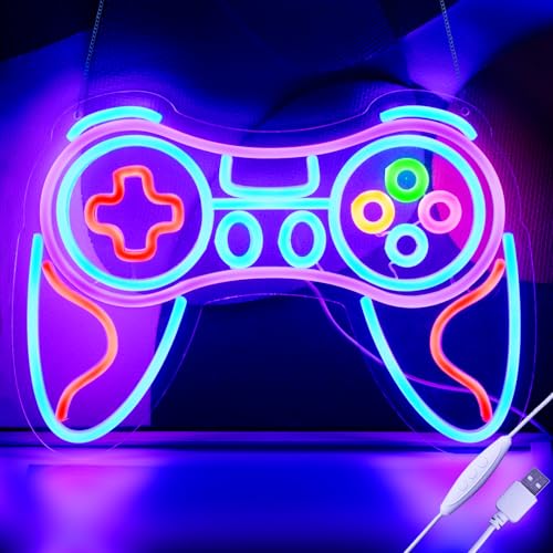 Image of Gamer Neon Sign for Bedroom Decor -Game Controller for Game Room Decoration,USB Lights Led Gaming Neon for Teen Boy Room Decor -Best Gamer Gifts for Boys Kids (16.5 * 11.4in)