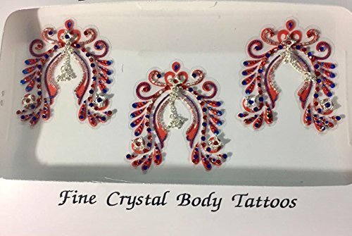 Voted #1vajazzle at fantasy fest and carnival now Fuscia Turquoise in 3 pcs set for Boobs and vajazzle embedded with Swarovski crystals