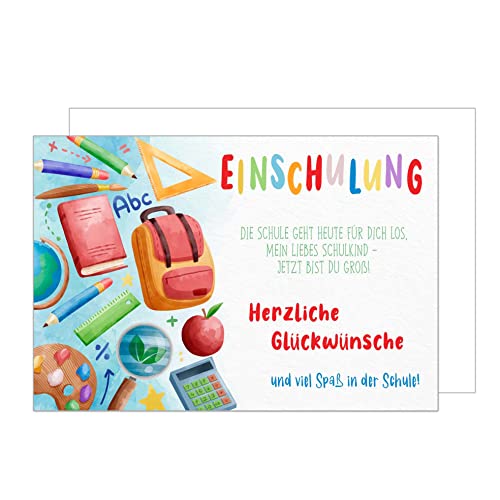 Edition Seidel Premium Glückwunschkarte zur Einschulung mit Umschlag. Einschulungskarte Grußkarte Karte zum Schulanfang Schuleinführung Schulstart Spruch Mädchen Junge 1. Klasse (ES129 SW023)