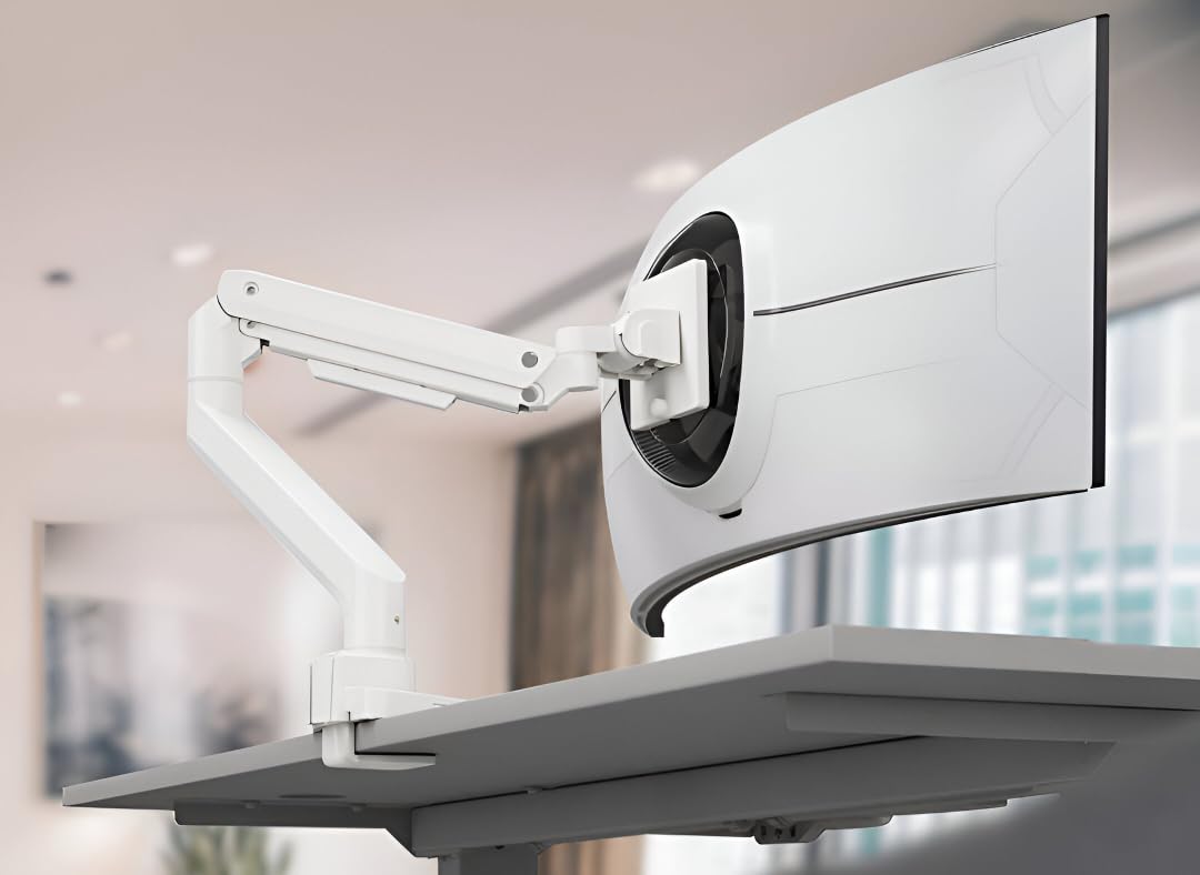 Jin Office White Monitor Stand Heavy Duty for 13"-49" Inch Monitor | Strongest Gas Spring Arm with 20KG Wt. Cap| Check VESA Holes Behind Your Monitor Supports Upto 100x100mm VESA-image-6