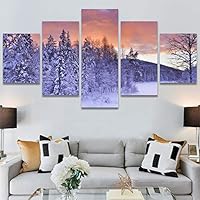 SIGNWIN 5 Panel Canvas Wall Art Modern Art Forest Multicolor Photography Relax/Calm Romantics Scenic for Home Decorations Ready to Hang - 60