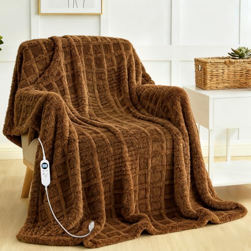 Eastsora Heated Blanket Electric,Waffle Heating Blanket with 12 Heat Levels, Fast Heating Blanket with 1-12 Timer Settings, Overheat Protection with ETL & FCC for Home Office Sofa-50'x60'