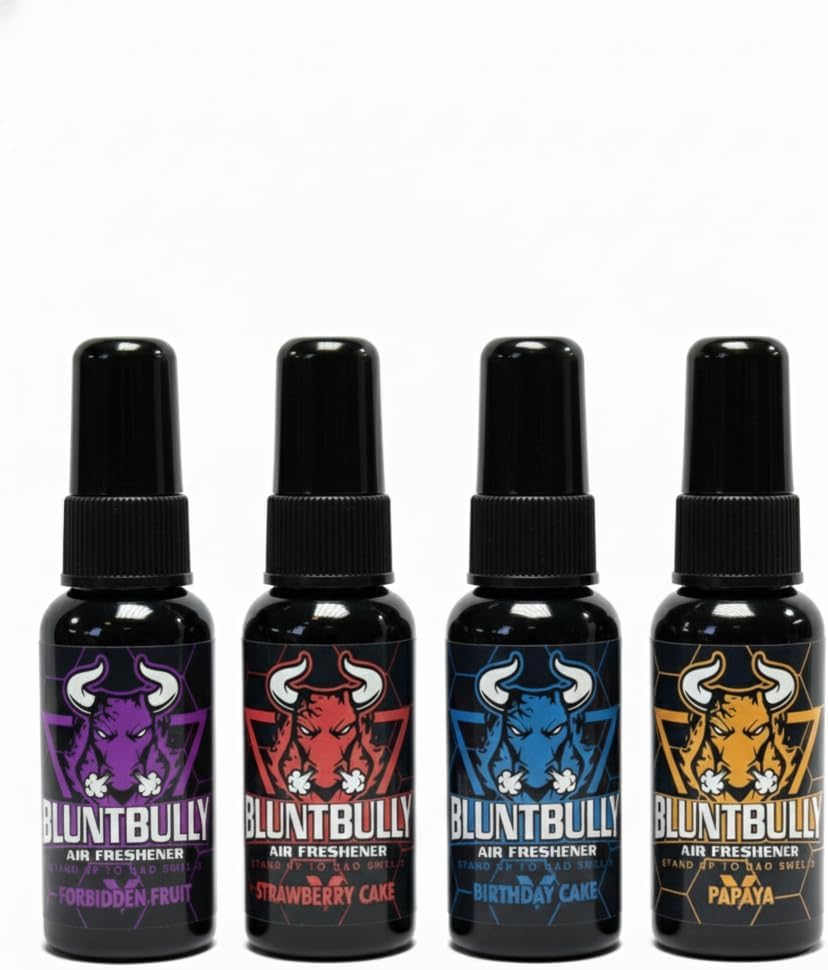 Blunt Bully Air Freshener (4 Pack Bundle) Premium Oil Based Air Freshener Spray. Long-Lasting Room, Bathroom, Office & Car Scent | Eliminates Odors from Smoke, Pets & More