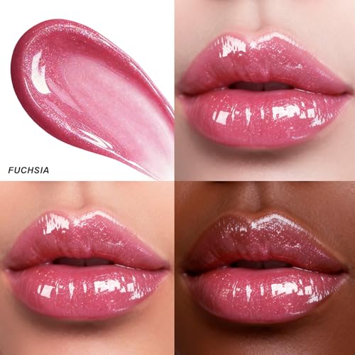HECI BEAUTY Glitter Lip Gloss, Hydrating High Shine Lipgloss for Women, Non-Sticky Plumping Lip Oil with Vitamin E, Long Lasting Shimmer Finish for Daily Makeup, Fuchsia, 0.21 fl oz — view 5