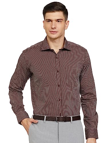 Image of Park Avenue Men's Pure Cotton Checks Pattern Slim Fit Semi Cutaway Collar Full Sleeve Formal Shirt