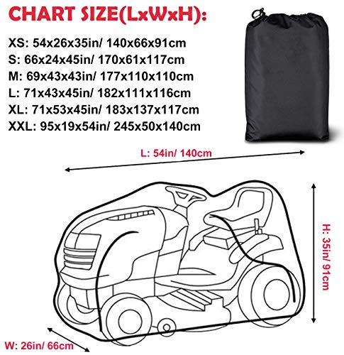 UCARE Outdoor Ride On Lawn Mower Waterproof Protective Cover UV Protection Riding Lawn Mower Covers for Garden Ride-On Tractor (M: 69x43x43in/ 177x110x110cm)
