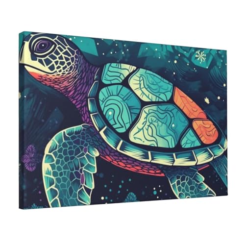 Impression sur toile tortue colorée 30x45 cm pour décoration murale de salon
