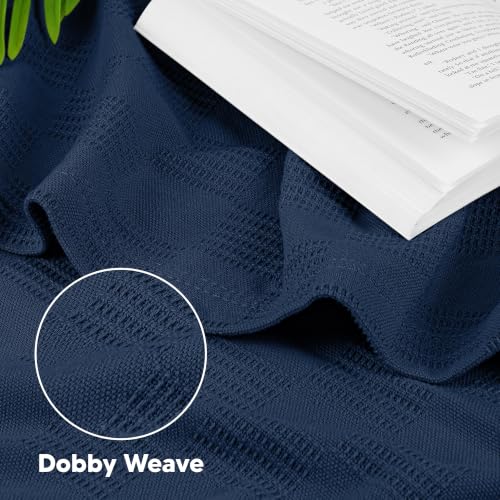 Image of Utopia Bedding 100% Cotton Thermal Blanket Navy Throw, 50x60 Inches