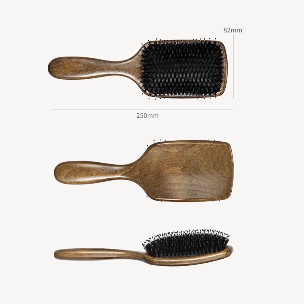 Cepillo de pelo, cerdas de jabalí para mujeres y hombres, cepillo de cerdas de jabalí y cerdas de nailon para cabello húmedo/seco, alisado y desenredante, cepillo diario para mejorar el brillo