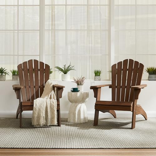 Image of Psilvam Adirondack Chairs Set of 2 with Cup Holder, Light Brown