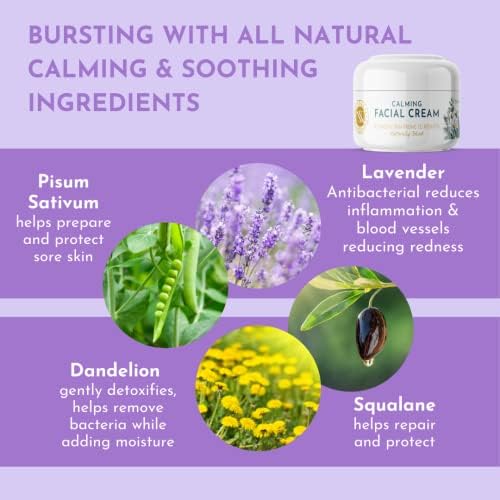 Naturally Solved Calming Facial Cream for Rosacea Prone Skin. Natural Anti Redness Moisturiser. Helps Soothe Sensitive Skin & Skin Affected by Redness, Acne Rosacea Dryness & Eczema 50ml