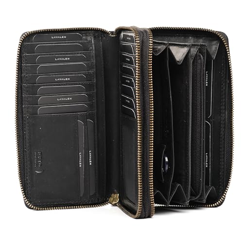 Lavalen Leather RFID Wallet Women Modern RFID Womens Wallet- Big Multiple Compartments Credit Card Holder Handcrafted Genuine Leather -Carteras de Mujer Piel