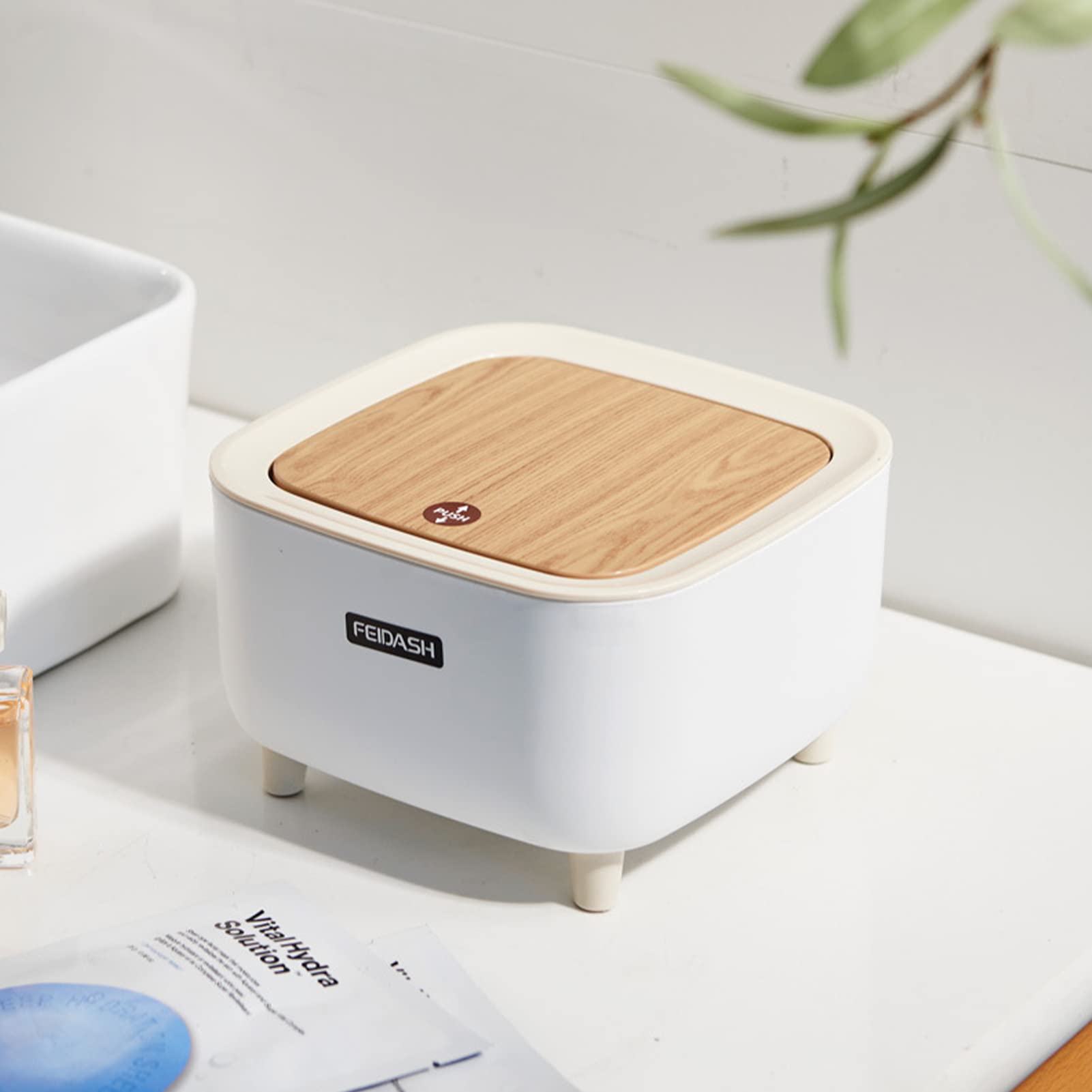 Mini Cestino Da Tavolo Con Coperchio - Piccolo Portarifiuti Per Ufficio, Cucina, Bagno - Foto 3