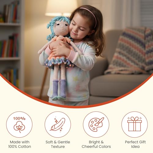 Image of Happy Threads Handmade Crochet Doll - Diana | Amigurumi Toys for Girls & Boys | Soft Doll for Kids | Ideal Crochet Soft Toys for Gifting & Nursery Decor, Eco-Friendly, BIS Certified (100% Cotton)