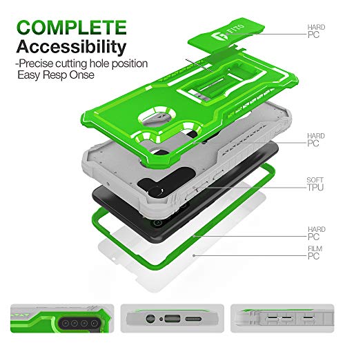 Fito Samsung Galaxy A21 Case, Dual Layer Shockproof Heavy Duty Case With Screen Protector For Samsung A21 Phone, Built-In Kickstand (Green) #TOP3