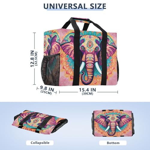 Mandala Elephant Large Beach Bag Waterproof Beach Tote Bags for Women Travel Gym Pool3